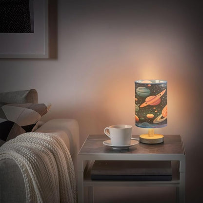 Space Planet Astronomy LED Table Lamp for Bedroom Bedside Lamp with USB Charging Ports Decor Nightstand for Living Room Reading Dorm Desk Home Office