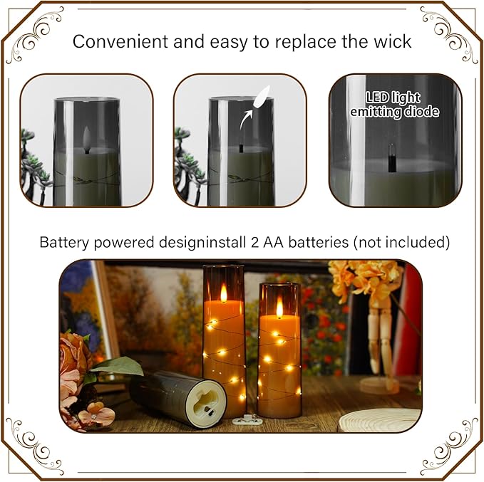 Flickering Flameless LED Candles, Acrylic LED Pillar Candles