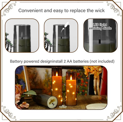 Flickering Flameless LED Candles, Acrylic LED Pillar Candles