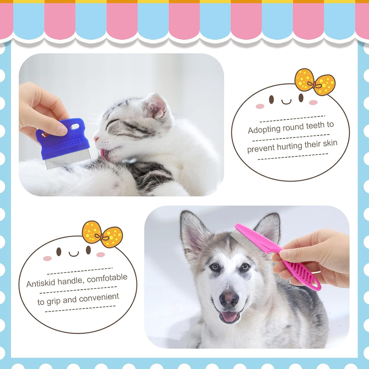Rabbit Grooming Kit, Rabbit Brush for Shedding with Bunny Nail Clipper, Rabbit Nail Trimmers with Pet Combs for Hamster Guinea Pig Ferret by KALAMANDA(6 Pack)