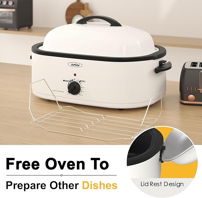 Sunvivi Roaster Oven with Self-Basting Lid, 18 Quart Electric Roaster with