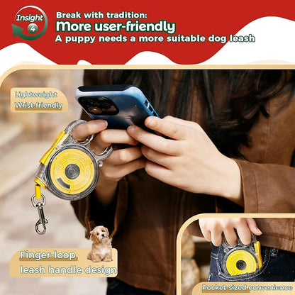 10ft Retractable Dog Leash for Small Dogs, Puppies, and Cats, 360° Tangle-Free, One-Handed Brake, Applicable to Pets of Small Size