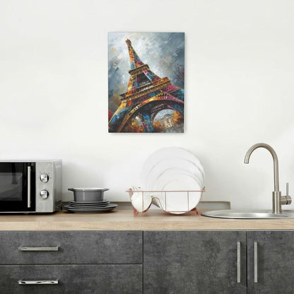 Paris Eiffel Tower Wall Art Paris Architecture Canvas Wall Decor Europe City Eiffel Tower Pictures Painting Print Artwork Framed Decorations Gifts for Living Room Bedroom Office 12"x16"