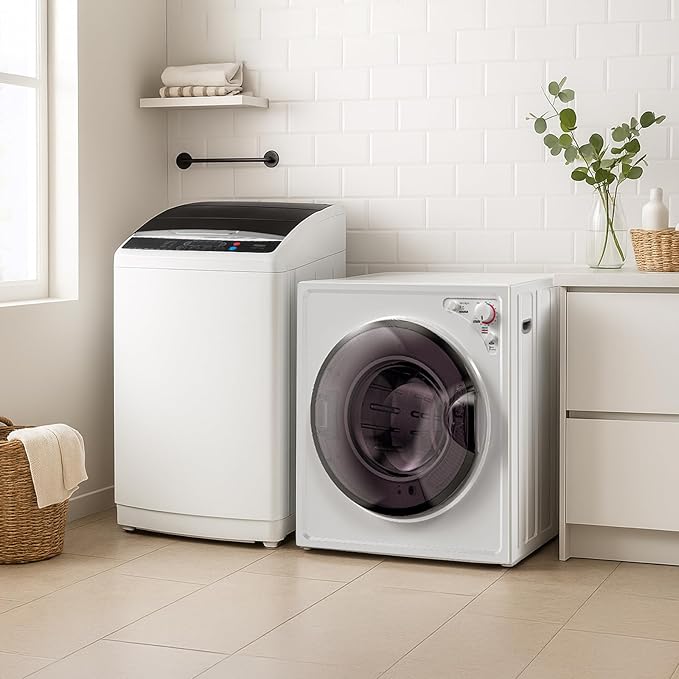 ROVSUN 2.6CuFt Clothes Dryer and 25LBS Full-Automatic Washing Machine Set