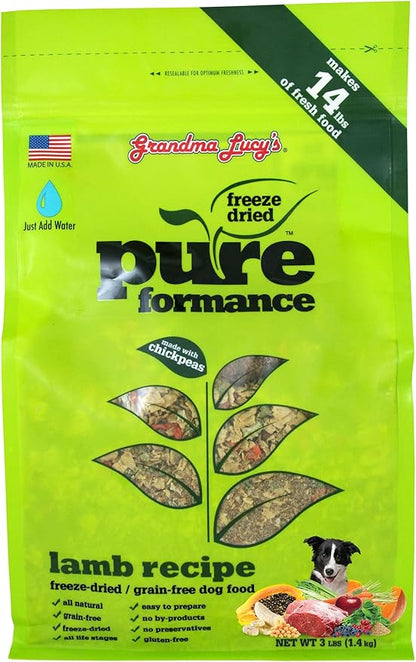 GRANDMA LUCY'S 844213 Pureformance Grain Free Lamb Food for Dogs, 3-Pound