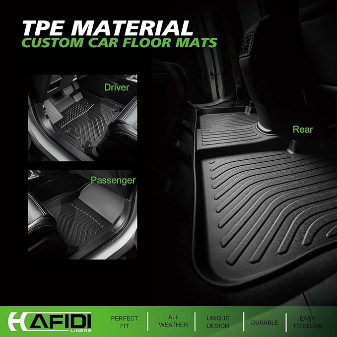 HAFIDI® Floor Mats & Cargo Liner & Seatback Cargo Set Fit for Chevrolet Chevy Tahoe & GMC Yukon 2021-2025 2026 (Not fit XL) (8 Seats) All Weather TPE Car Full Set Liners Custom Accessories-Black
