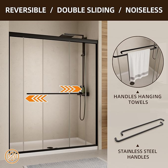 Royal Guard 56-60" W x 58" H Semi-Frameless Sliding Shower Door