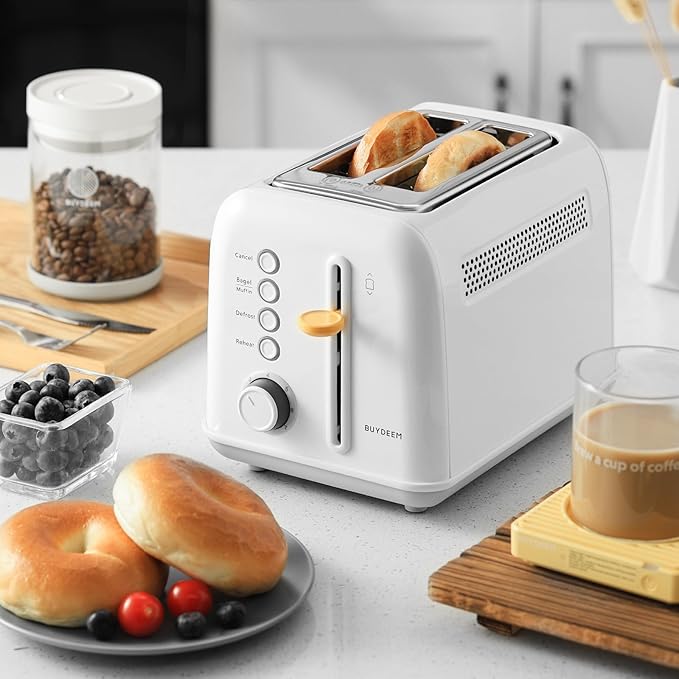 BUYDEEM DT620 2-Slice Toaster, Extra Wide Slots, Retro Stainless Steel