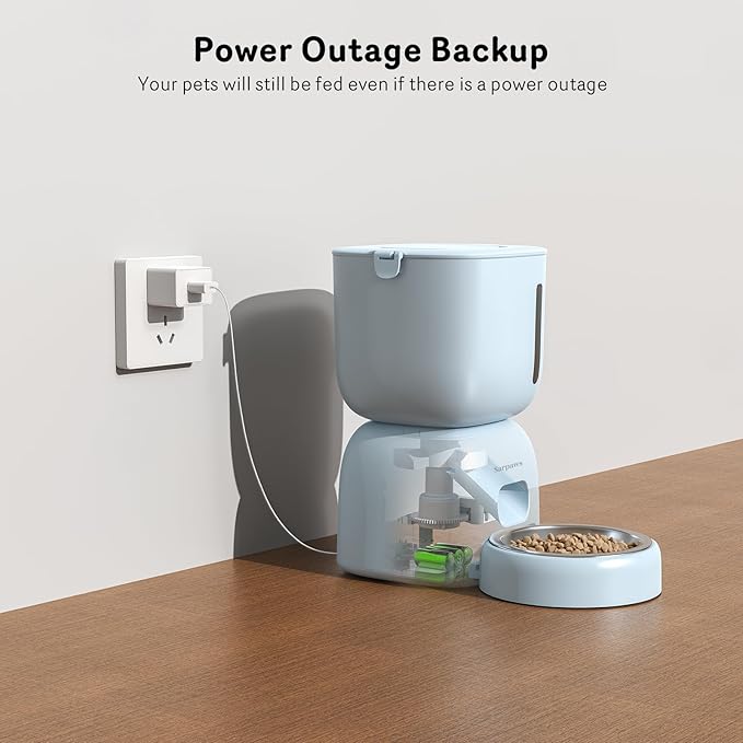Automatic Cat Feeder and Water Dispenser FW1, Wire or Battery Cat Food