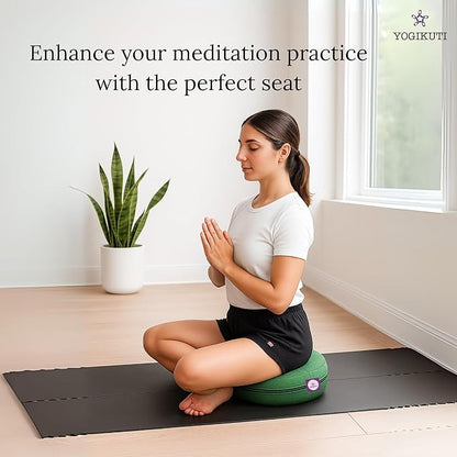 Yogikuti Meditation Cushion – 100% Pure Cotton Zafu for Comfortable Meditation & Yoga – Floor Sitting Pillow for Mindfulness & Support