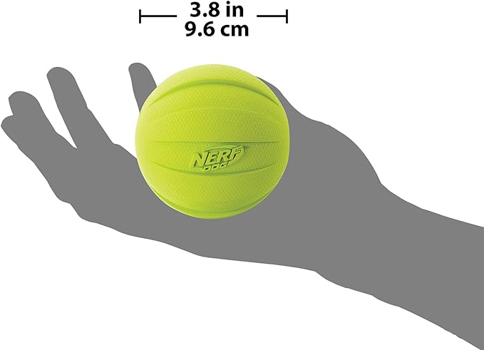 Nerf Dog Rubber Ball Dog Toy with Squeaker, Lightweight, Durable and Water Resistant, 4 Inch Diameter for Medium/Large Breeds, Single Unit, Green