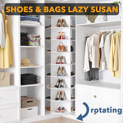 SpaceAid 8 Tier Rotating Shoe Rack Tower, Spinning Shoe Display Lazy Susan
