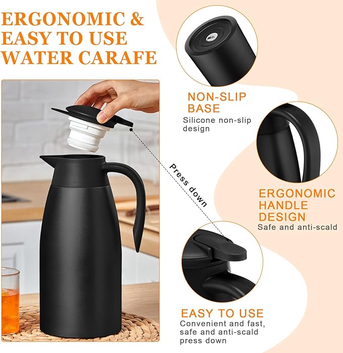 Norme 2 Pcs Thermal Coffee Carafe Insulated Stainless Steel Coffee Carafe