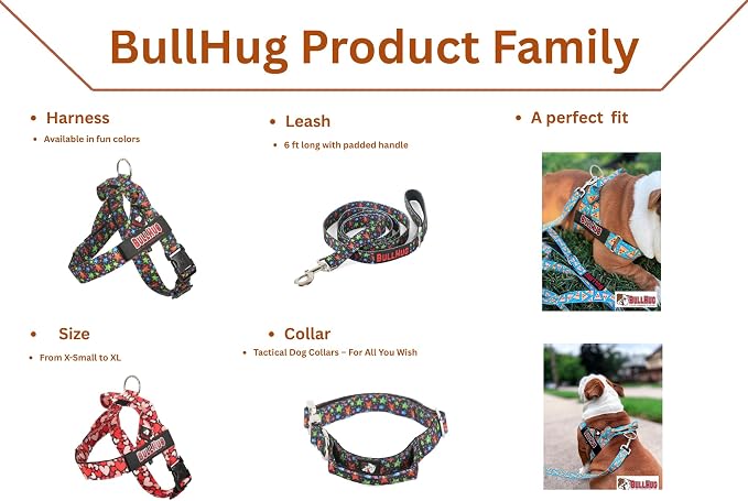 Adjustable Dog Harness– No Pull, No Choke – for English Bulldogs, French Bulldogs, Pugs & Broad-Chested Breeds – Easy, Safe Walks (Blue TAN Plaid, Small)