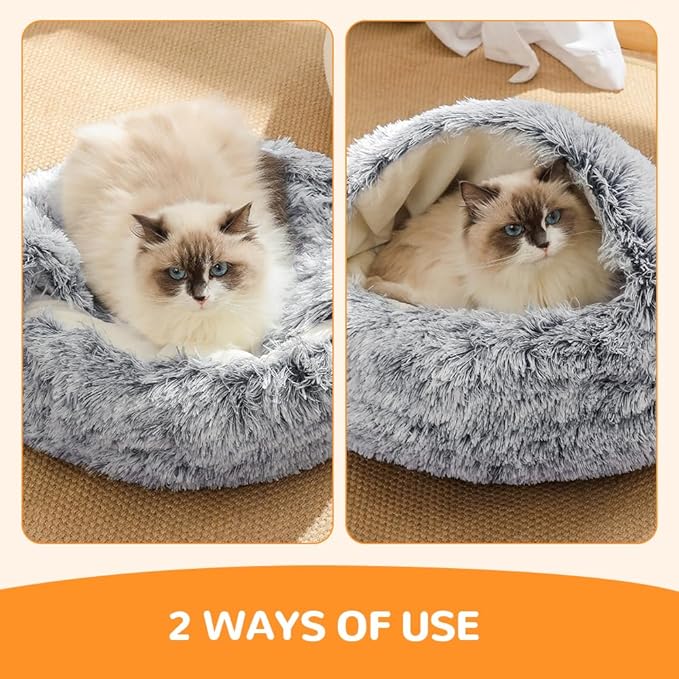 Lapcatz Nest Bed, 2026 Upgraded Cat Beds for Indoor Cats, Portable Fluffy Pet Bed, Durable Covered Cat Bed for Indoor Use, Soft Puppy Bed for Pet Owners (Green, Medium)