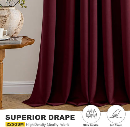 MIULEE Burgundy Red Blackout Curtains