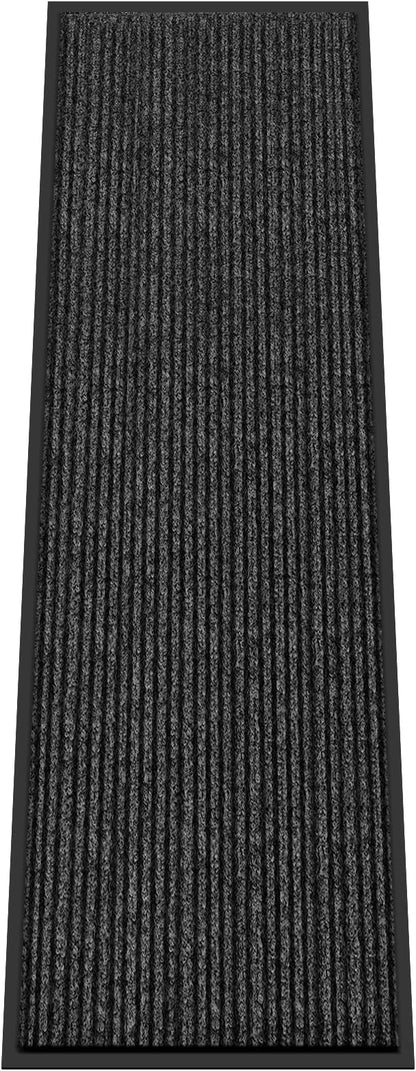 Kuyal Front Door Mat, 3'x10' Indoor Outdoor Entrance Mat, Commercial Floor Mats Inside Outside Entrance, Heavy Duty Durable Welcome, Rubber Backing Non Slip Outdoor Mats for Entryway,Black