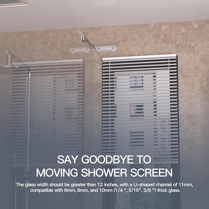 Shower Glass Support Bar, Both Sides Available, Frameless Bathroom Glass Clamp