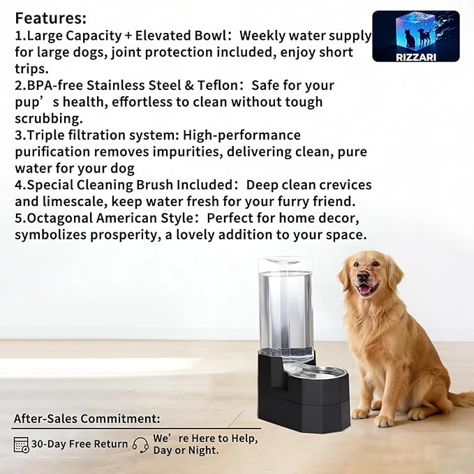 Sfozstra Elevated Dog Water Dispenser: 9L Gravity Auto Refill -Senior &