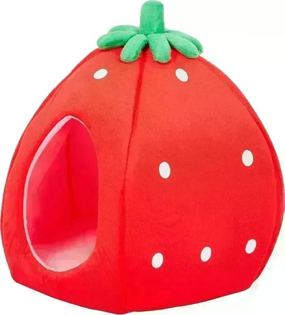 YML Strawberry Pet Bed House for Cats, Dogs, Kittens, Puppies, Rabbits, Medium, Red