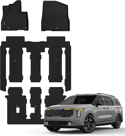Floor Mats for 2022-2024 2025 KIA Carnival 8 Seats (Not for Prestige & Hybrid),TPE All Weather Protection 1st & 2nd 3rd Row Floor Liners Accessories,Black