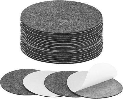 20-Pack Lamp Base Felt, 4.5 Inch Dia. 2mm Thick Self Adhesive Round Fabric Felt Pads for Lamp/Furniture/DIY, Non-Slip Fiber Backed Patch Circles with Adhesive Backing [Grey]