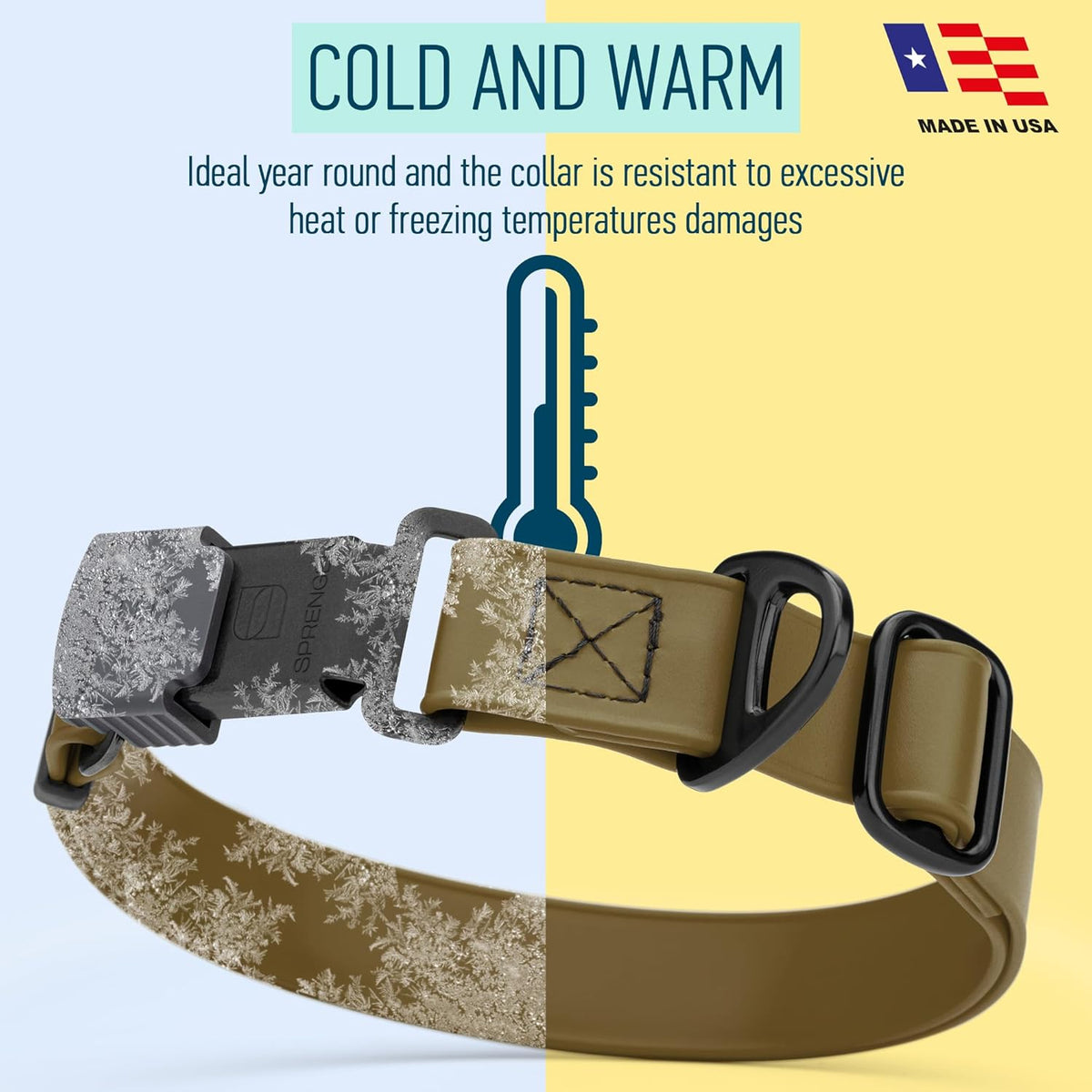 Dogline Biothane Waterproof Dog Collar with Herm Sprenger Black Stainless Steel Quick Release Buckle – Heavy Duty Tactical Durable Collar for Dogs – Comfortable and Safe Pet Collar W3/4" L12-19 Brown