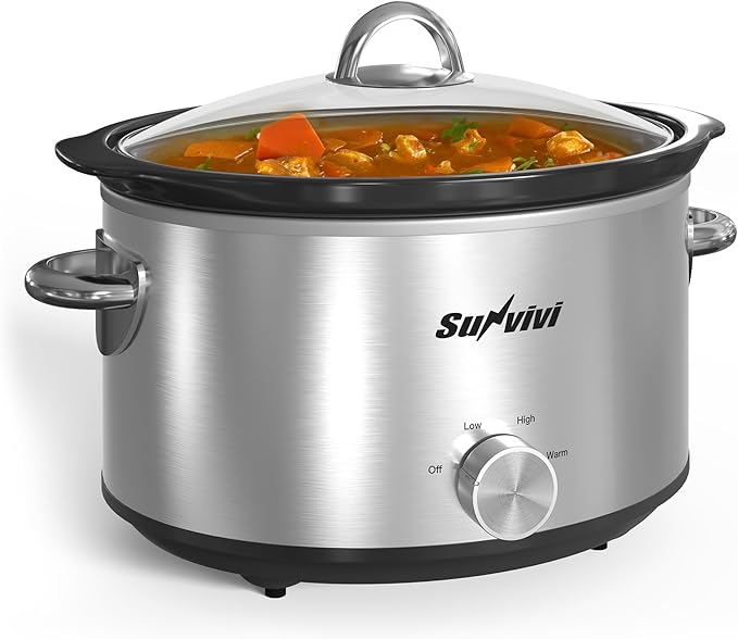Sunvivi Small Slow Cooker 4QT, Mini Food Warmer