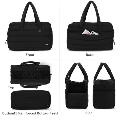 Dog Purse Carrier for Small Dog Cat Rabbit up to 13 lbs, Lightweight Portable Soft Sided Pet Purses, Quilted Puffy Tote Puppy Carrier with Large Pockets for Hiking, Travel, Vet Black