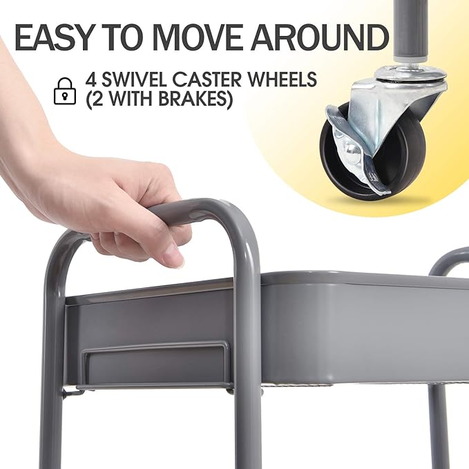 TOOLF 3-Tier Metal Rolling Cart