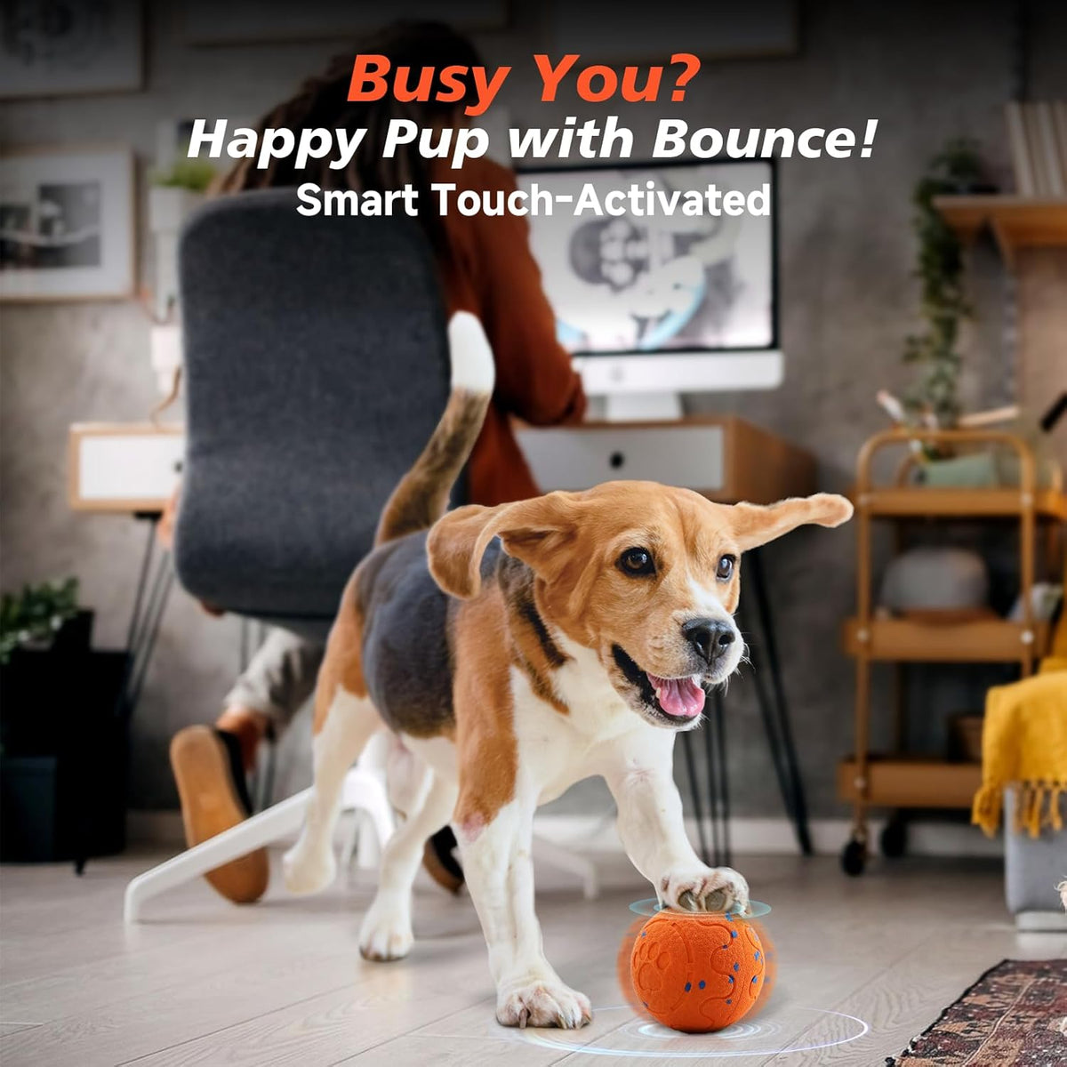 Interactive Dog Ball Toy, Automatic Moving Bouncing Rotating Smart Ball with 3 Modes, Durable E-TPU Material for Medium & Large Dogs, IP54 Waterproof Stimulation Toy to Keep Dog Busy & Active