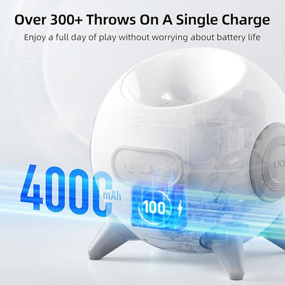uahpet Automatic Ball Launcher for Dog with Obstacle Detection, 4 Adjustable Distances Ball Thrower Launcher for Medium & Large Dogs with 2 Balls (2.5 inches)