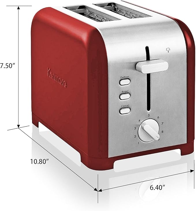 Koolatron Kenmore 2-Slice Toaster, Stainless Steel,