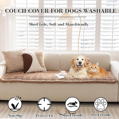 Couch Cover for Dogs Washable, Non-Slip Pet Couch Covers for Sofa, Fuzzy Dog Couch Cover Blanket for Furniture Protector (Z-Coffee, 27.6" x 59"/70 x 150cm)