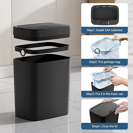 2 Pack 2.7 Gal Bathroom Trash Can