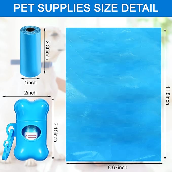 Teling 3000 Count Dog Poop Bags Pet Waste Bags for Poop with 3 Dispensers for Home, Outdoor, Puppy Walking, and Travel, 12 x 8.6 Inch(Blue)