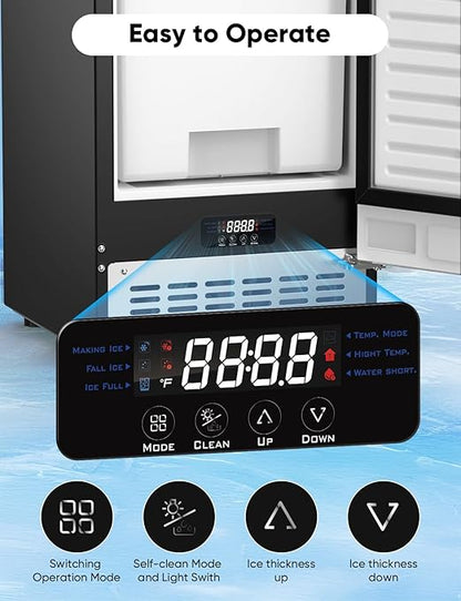 Coolski 15" W Commercial Under Counter Ice Maker Machine, 80 Lbs/Day, Bulit-in