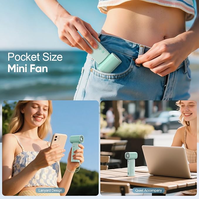K-RUNMAN Portable Handheld Turbo Fan, 100 Speeds Adjustable Mini Personal Fan