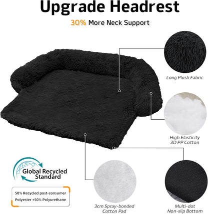 GGIB Calming Dog Bed Fluffy Plush Dog Mat for Furniture Protector with Removable Washable Cover for Large Medium Small Dogs and Cats (Small,Black)
