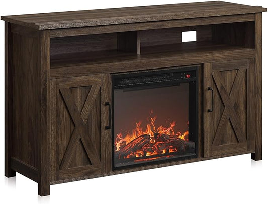 BELLEZE Modern 48" Barn Door Wood TV Stand