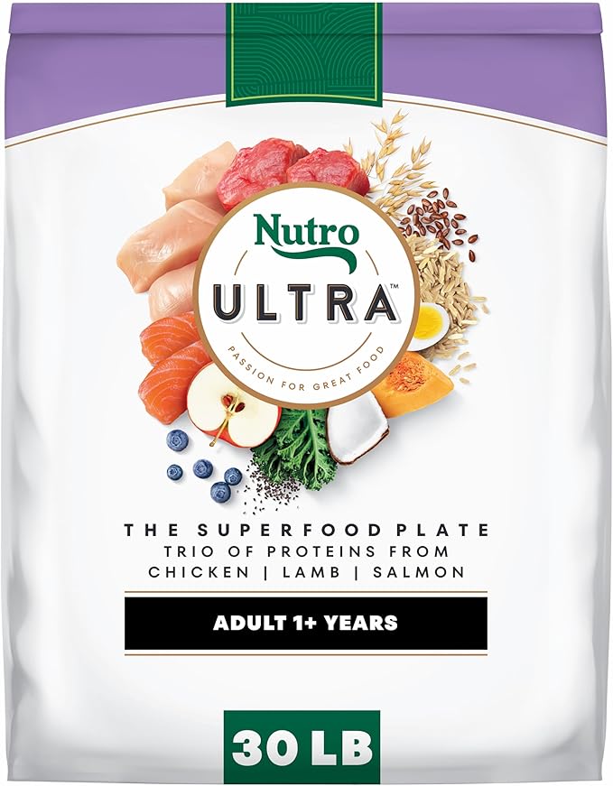 Nutro Ultra Adult Dry Dog Food with a Trio of Proteins from Chicken, Lamb and Salmon, 30 lb Bag