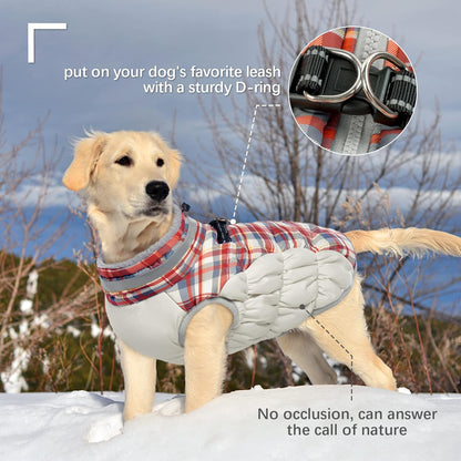 FUAMEY Dog Coat for Small Dogs,Waterproof Dog Winter Jacket with Harness Built in Puppy Cold Weather Coats Reflective Pet Vest with Zipper Warm Fleece Dogs Snowsuit Windproof Red Plaid XS