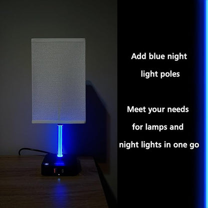 COZOO 3 Way Dimmable Touch Bedside Table Lamp with 2 USB Charging Ports 2 Outlets Power Strip,Black Charger Base White Fabric Shade,LED Desk Night Light for Bedroom/Nightstand/Living Room/College Dorm