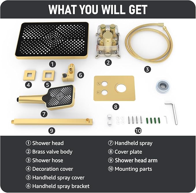 Iriber Thermostatic Shower System Wall Mount