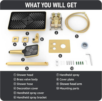 Iriber Thermostatic Shower System Wall Mount