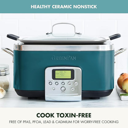 GreenPan Elite 8-in-1 Programmable 6QT Electric Slow Cooker, Dishwasher Safe