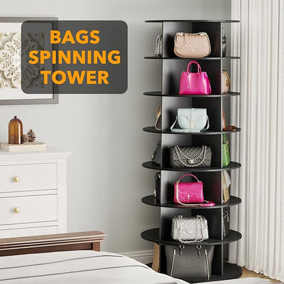 SpaceAid 7 Tier Rotating Shoe Rack Tower, Spinning Shoe Display Lazy Susan