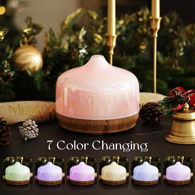 Porseme 500ml Glass Essential Oil Diffuser Aromatherapy Ultrasonic Cool Mist