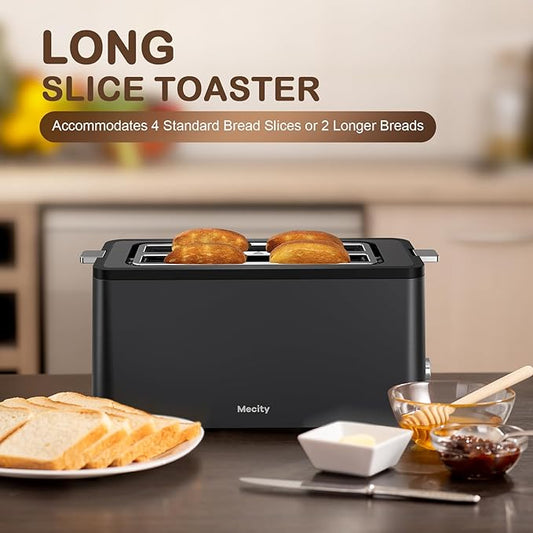Mecity 4 Slice Toaster, Long Slot Toaster