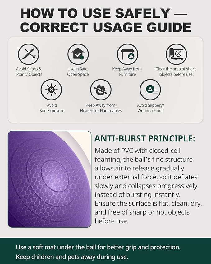 Trideer Exercise Ball for Yoga, Pilates & Fitness – Stability Ball Equipment